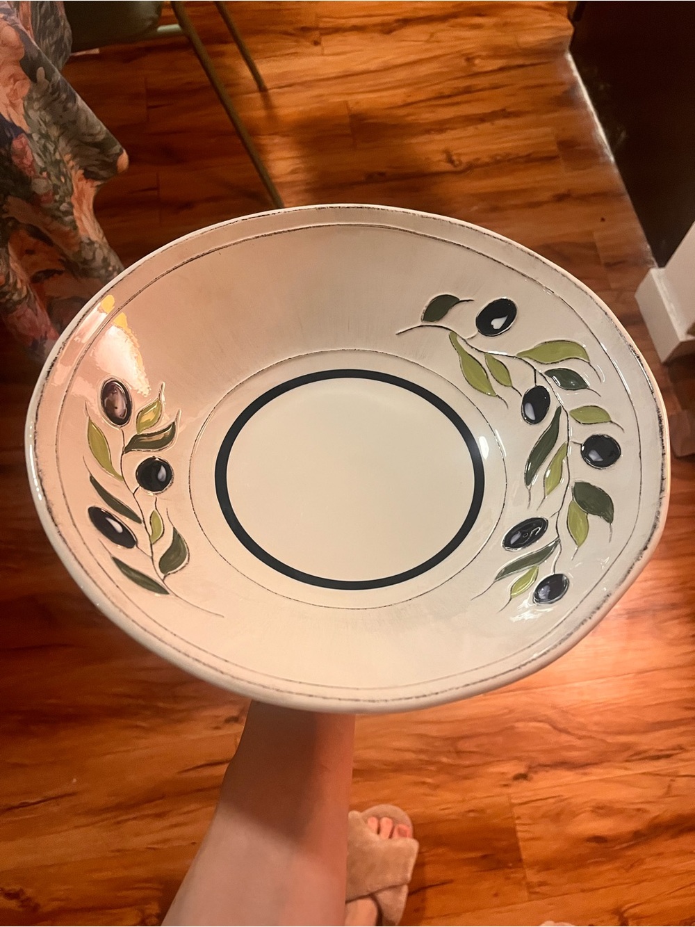 Vintage Discontinued Olive Leaf Serving Bowl - 12”